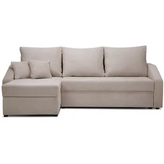 Konstanta Möbelhaus Ecksofa Mix 1 Boxspring Ecksofa 224x144 cm Schlaffunktion Bettkasten, Pocket-Spring-Federkern beige