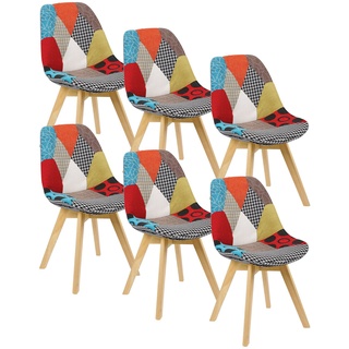 WOLTU® 6er Set Esszimmerstühle Küchenstuhl Design Stuhl Esszimmerstuhl Leinen Holz Mehrfarbig BH29mf-6
