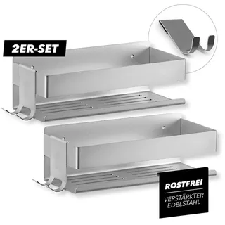 Benkstein Duschablage zum Bohren oder Kleben 2-tlg. Silber