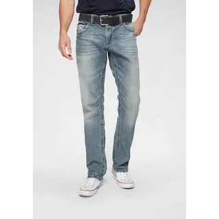 Loose-fit-Jeans CAMP DAVID Gr. 32, Länge 30, blau (light stone used) Herren Jeans Comfort Fit mit markanten Nähten und Stretch
