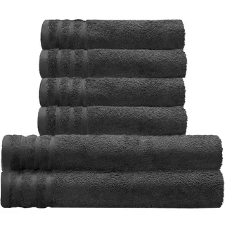 Kleine Wolke Handtuch Set Royal, 6 Stück (4 Handtücher 50/100 cm + 2 Duschtücher 70/140 cm), Frottier (Set, 6-St), Uni Farben, mit Bordüre, weich, in verschiedenen Sets erhältlich grau