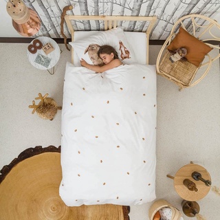 Snurk® - Kinder Bettwäsche Set, Furry Friends Bettwäsche, 135 x 200 cm, inkl. 1 Kissenbezug 80 x 80 cm, aus 100% Bio-Baumwolle