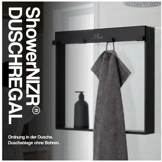 showernizr Duschregal Schwarz Duschablage ohne Bohren aus Edelstahl
