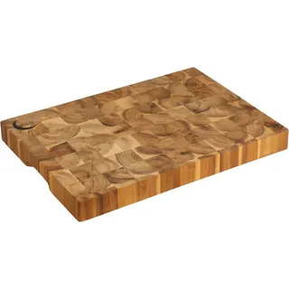 MOON HOME Premium Schneidebrett - Uranus, Stirnholz, zwei Griffmulden, langlebig & stabil, 42x30x4cm - Naturbelassen
