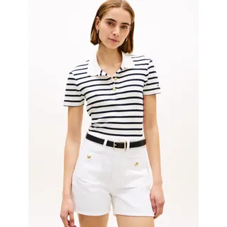 Tommy Hilfiger Damen Gold Button Slim Ss Polo Ww0Ww45768 Blau S - S