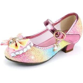 mama stadt Prinzessinnen-Schuhe, für Mädchen, mit Absatz, für Kinder, Prinzessinnen-Cosplay, Schuhe mit Pailletten, für Hochzeiten und Partys, 35 EU - 35 EU