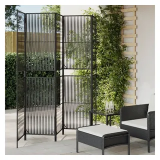 vidaXL Paravent 5-tlg. Schwarz Poly Rattan
