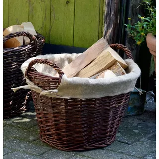 Kaminholzkorb Weide Tragekorb Jute Transportkorb mit Tragegriffen Weidekorb