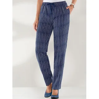 Schlupfhose CLASSIC BASICS, Damen, Gr. 48, Normalgrößen, blau (marine, gestreift), 100% Polyester, gemustert, mehrfarbig, lang, Hosen Schlupfhose