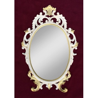 artissimo Dekorativer Barock Wandspiegel Elfenbein Gold Oval Spiegel Antik Spiegel Klassik Badspiegel 43x27 Prunk Spiegel C531