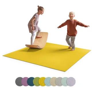 Ehrenkind Spielmatte Krabbelmatte Rutschfest, Made in Germany (Krabbeldecke für Baby, Hochwertige Krabbelmatte Baby), Spielmatte Baby, Rutschfeste Spielunterlage gelb 80 cm x 80 cm