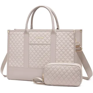 LOVEVOOK Damen Laptoptasche Handtasche 15,6 Zoll | Wasserabweisende PU-Leder Tote Bag mit Laptop- & iPad-Fach, Arbeitstasche für Büro, Uni, Business & Schule