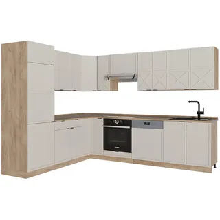 Vicco Winkelküche L-Form 227 x 287 cm Grau/Beige