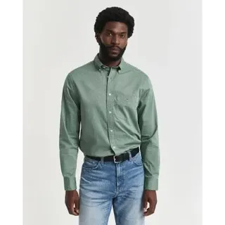 Gant für Herren. 3000100 Klassisches Hemd in Regular Fit aus grünem Popeline (5XL), Lässig, Baumwolle, Langarm