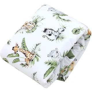 TupTam Baby Krabbeldecke 120x120 cm – Gepolstert, weich, Baumwolle, Farbe: Rund 120 cm/Safari/Löwe/Braun/Blätter/Grün