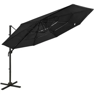 Sonnenschirm Mit Aluminium-mast 4-lagig Schwarz 3x3 M