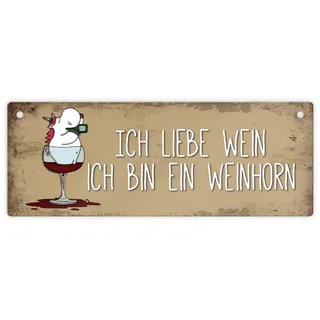 trendaffe Honeycorns Metallschild mit Einhorn Motiv und Spruch: Ich liebe Wein ich bin ein Weinhorn
