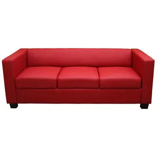 Mendler Couch Leder 3-Sitzer Rot