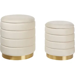 Beliani er-Set Pouf mit Stauraum Samtstoff hellbeige 2er Set GARLAND