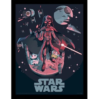 Pyramid International Star Wars Poster im Rahmen (Darth Vader Illustration Design), Wandkunst im 30 x 40 cm Rahmen, Star Wars Geschenke für Männer, Frauen und Kinder – Offizielles Merchandise-Produkt
