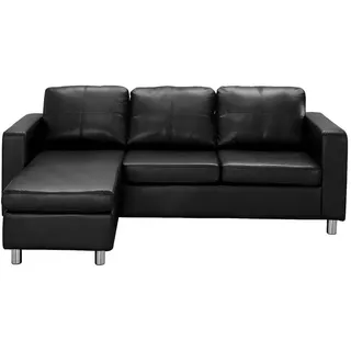 Vente-Unique Sofa, Schwarz, Leder, Uni, 4-Sitzer, 196x77x133 cm, Wohnzimmer, Sofas & Couches, Sofas