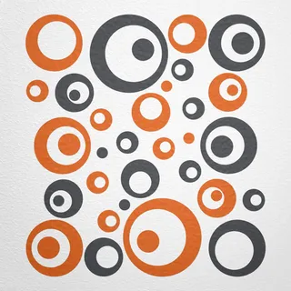 WANDfee Wandtattoo Kreise Punkte 50 Aufkleber FARBWUNSCH Wandaufkleber Kinderzimmer Fliesenaufkleber Badezimmer Küche orange dunkelgrau
