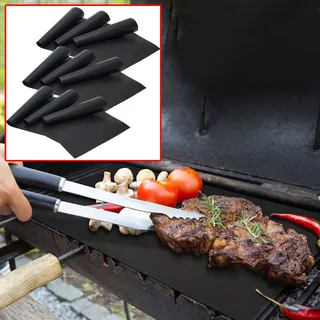 Antihaft BBQ-Grillmatte, 9er-Set Bratmatte aus Glasfaser-Material, wiederverwendbar, für Gasgrill, Holzkohlegrill, Elektrogrill, lebensmittelkonform