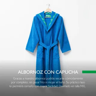BENETTON | Bademantel mit Kapuze M/L, 360 g/m2, 100% | Baumwolle, Blue Rainbow Be
