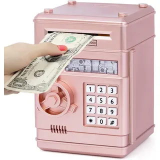 Elektronische Spardose In Gold Und Rosa Mit Passwortschutz, Geldautomaten-tresor, Für Kinder Von 3-7 Jahren – Geburtstagsgeschenk