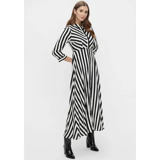 Hemdblusenkleid Y.A.S "YASSAVANNA LONG SHIRT DRESS" Gr. S, N-Gr, schwarz-weiß (black with white stripes) Damen Kleider Lange mit 34 Ärmel