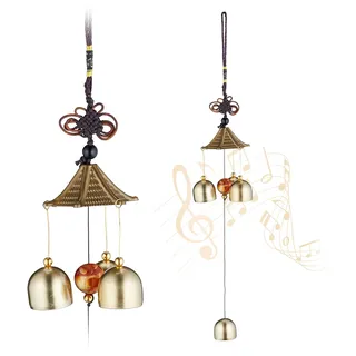 Relaxdays Windspiel 2er Set Gold/Rot/Schwarz