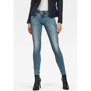 Skinny-fit-Jeans G-STAR RAW "Midge Zip Mid Skinny" Gr. 32, Länge 30, blau (lt vintage aged destroy) Damen Jeans Röhrenjeans mit Reißverschluss-Taschen hinten