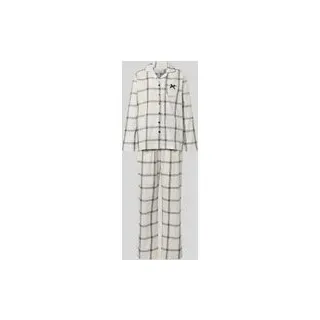 Pyjama aus Flanell mit Label-Stitching Modell 'Wohlfühl-Momente', Beige, XS