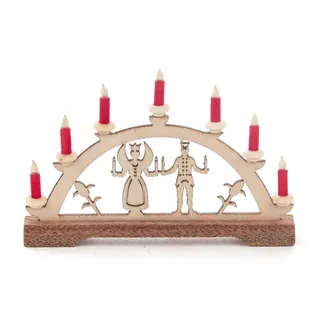 Dregeno Erzgebirge Lichterbogen Mini-Schwibbogen Engel & Bergmann, rote Kerzen BxHxT 70x45x10mm NEU