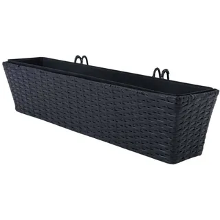 Blumenkasten Rattan Blumenkübel rechteckig Balkonkasten Pflanzkasten 60x16x14 cm