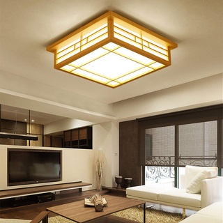NaMaSyo Japanische Deckenleuchte Holz Tatami Lampe LED dimmbare Deckenleuchte Wohnzimmer, Schlafzimmer Pendelleuchte (5309)