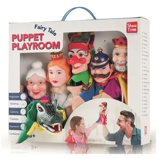 ShowTime Handpuppen Sortiment Kasperlfiguren 6tlg mit Krokodil 25cm