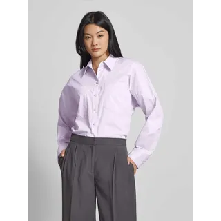Oversized Hemdbluse mit aufgesetzten Brusttaschen, Lavender, XS