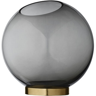 AYTM - Vase/Blumenvase - Globe - Glas/Messing - schwarz/Gold - Ø21 cm - Höhe 21 cm