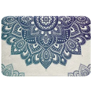 Loussiesd Boho Paisley Badematte 40x60cm Mandala rutschfest Badezimmerteppich Bohemien Blumen Zottelig Saugfähiger Badteppiche Exotisch Blumes Weich Lauschig Badvorleger für Wohnzimmer