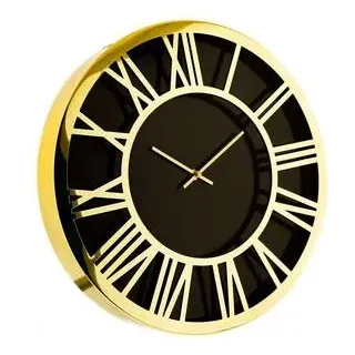 Almina Wanduhr mit Römischen Ziffern 40 cm Schwarz/Gold elegenate Uhr für Ihr Zuhause