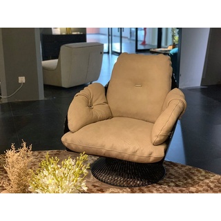 JVmoebel Relaxsessel, Sessel Club Lounge Design Lehn Stuhl Polster Sofa 1 Sitzer Fernseh Leder Drehbar orange