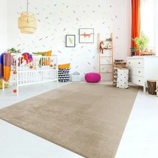 Famanu Kinderteppich Rund Pastellfarben Modern Waschbar