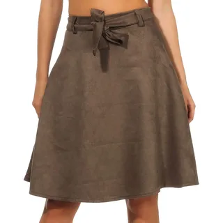 Malito Damen Rock | Glockenrock in Velours Optik | knielanger Winterrock | A-Linie Rock 19606 (Oliv, L) - L