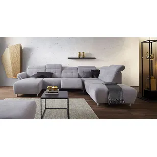 Home Affaire Wohnlandschaft HOME AFFAIRE "Manhattan U-Form", silber, B:345cm H:102cm T:247cm, Luxus Microfaser2 (90% Polyester, 10% Polyamid);Flachgewebe (100% Polyester);Luxus-Microfaser1 (100% Polyester), Sofas, Wohnlandschaft, 2 Sitze mit elektrischer 
