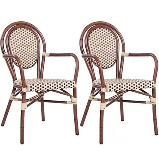pemora Gartenstuhl Bistrostuhl Terrassenstuhl Outdoor-Stuhl 2-er Set BAMBU AL beige|braun