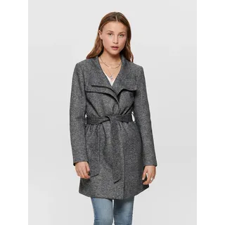 Only Kurzmantel "ONLELLI LIGHT COAT CS OTW", Damen, Gr. S, grau (dunkelgrau melange), Web, Obermaterial: 85% Polyester, 15% Baumwolle, unifarben, regular fit, Mäntel Kurzmantel