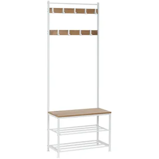 PBJ Garderobe, Natur, Weiß, Metall, Holzwerkstoff, 70x175x32.5 cm, Garderobe, Garderoben-Set & Garderoben-Serien, Garderoben-Sets