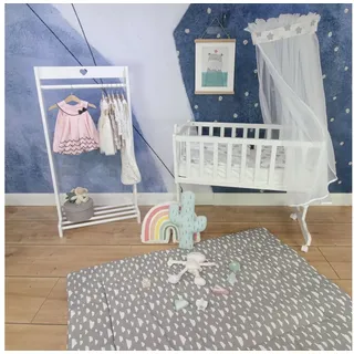 PuckDaddy Krabbeldecke Clara, Grau, Wolken-Design, Baumwolle, Kinder | 100 % Baumwolle, Grau, Wolken-Design, Wendedecke, waschbar, OEKO-TEX® geprüft