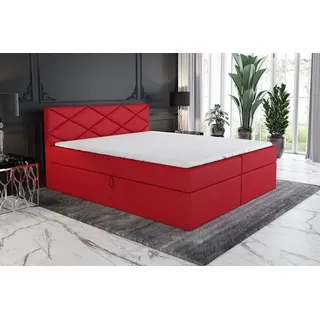 A&J MöbelLand Boxspringbett RON 140 x 200 cm Rot